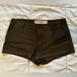 Abercrombie & Fitch Army Green Studded faux Suede Shorts; size 2